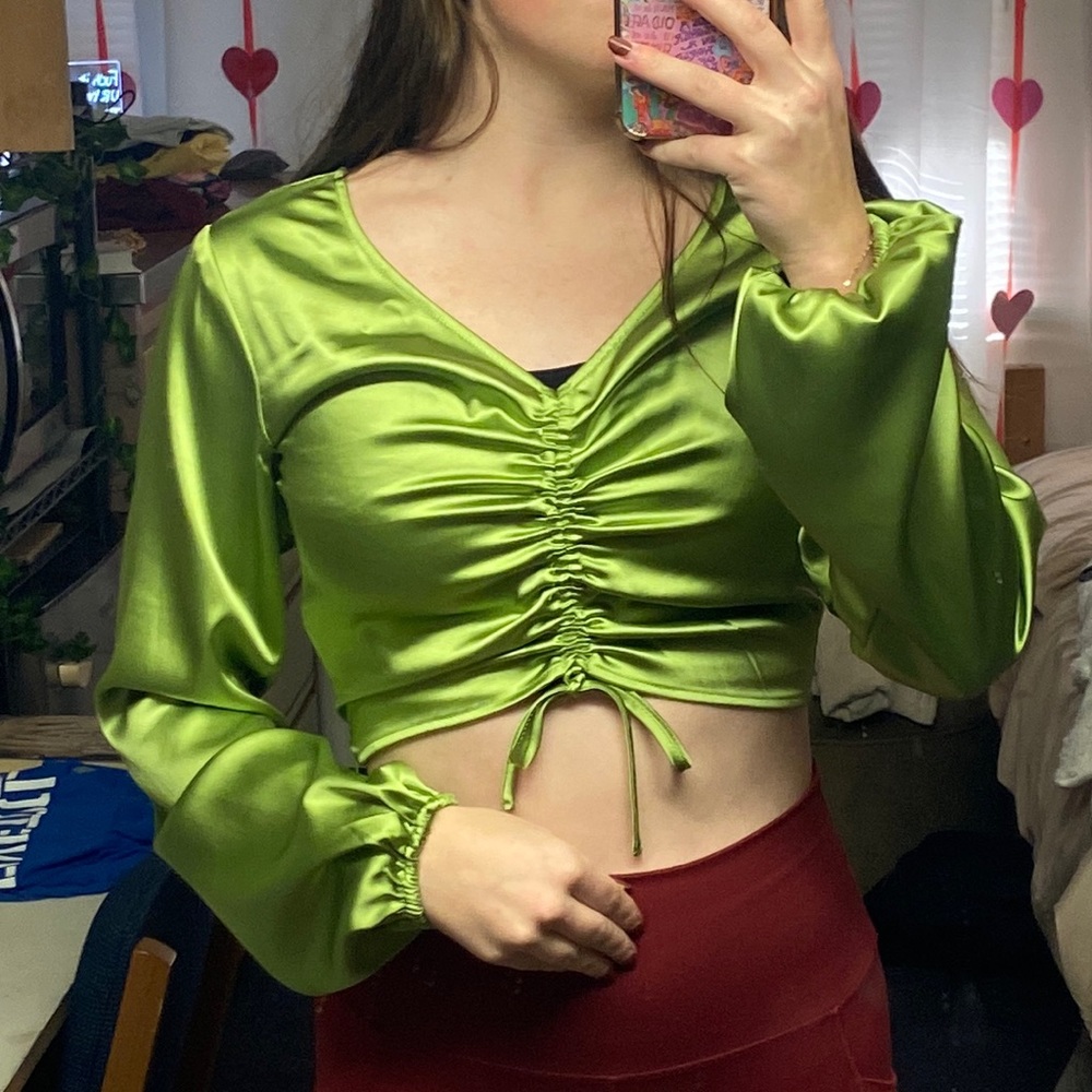 Green shiny long sleeve